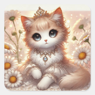 Daisy Princess Cat Vierkante Sticker