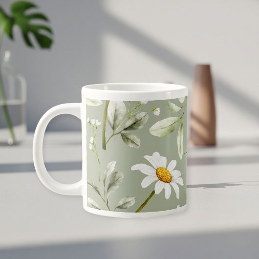 Daisy Print Coffee Mug Wraparound Design