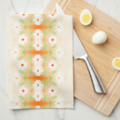  Daisy Print Theedoek met Sinaasappel (Quarter Fold)