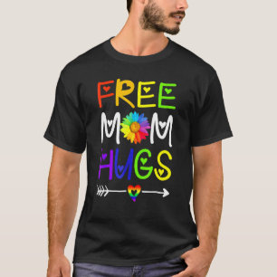 Daisy Rainbow Heart Pride Free Mam Hugs Gay Lgbt T-shirt