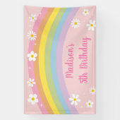 Daisy Rainbow Retro Verjaardag Spandoek (Verticaal)