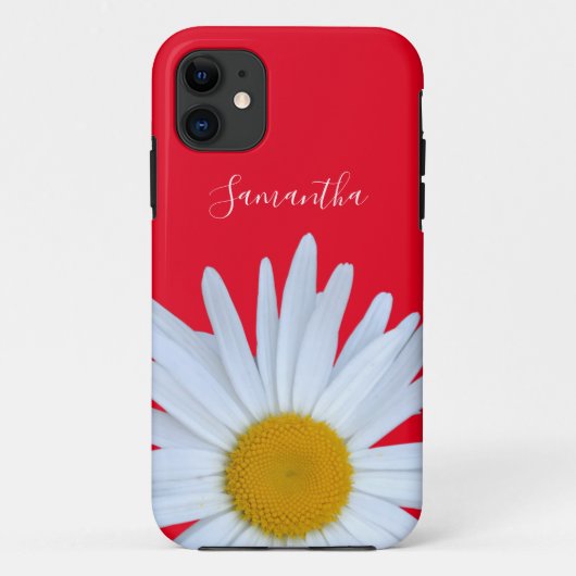 Daisy Red Elegant Wit Script Case-Mate iPhone Case (Achterkant)