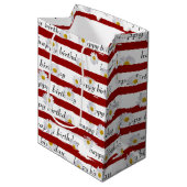 Daisy Red Stripes Verjaardag Medium Gift Bag Cadeauzakje (Voorkant Gekanteld)