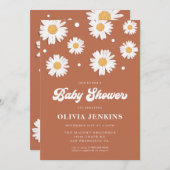 Daisy Retro Baby Shower Invitations (Devant / Derrière)