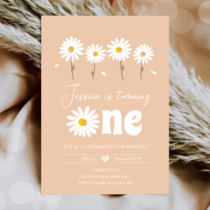 Daisy Retro Boho Party Sand Girl Eerste verjaardag Kaart