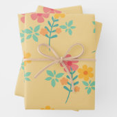 Daisy Retro Bouquet Pattern in Yellow Inpakpapier Vel (In situ)