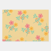 Daisy Retro Bouquet Pattern in Yellow Inpakpapier Vel (Voorkant)