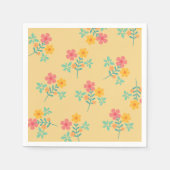 Daisy Retro Bouquet Pattern in Yellow Servet (Voorkant)