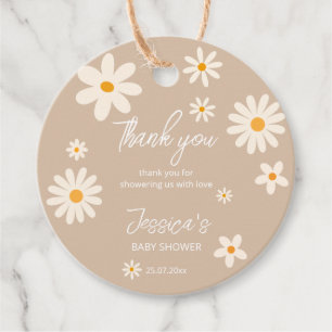 Daisy retro desert baby shower boho bedankt bedankjes labels