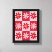 Daisy Retro Flower Pattern Canvas Afdruk (Voorkant)