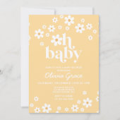 Daisy Retro jaune Baby shower Floral Invitation (Devant)