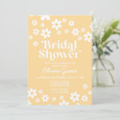 Daisy Retro jaune Floral nuptiale Invitation (Debout devant)