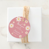 Daisy retro roze woestijn baby shower boho bedankt bedankjes labels (In situ)