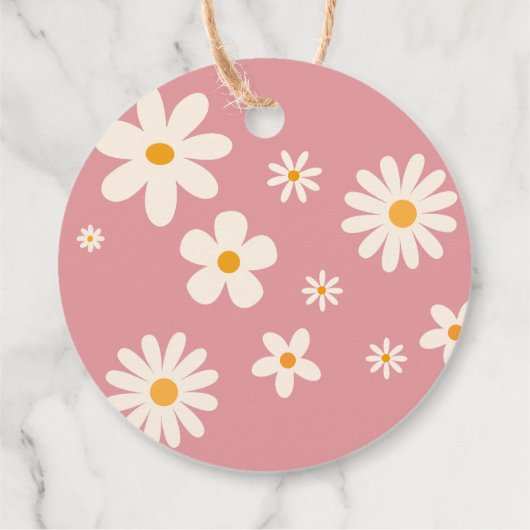 Daisy retro roze woestijn baby shower boho bedankt bedankjes labels (Achterkant)
