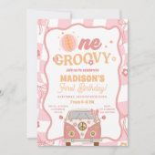 Daisy & Retro Van Pastel One Groovy 1e verjaardag Kaart (Voorkant)