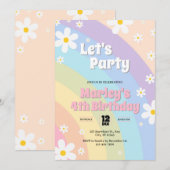 Daisy Retro Verjaardag Uitnodiging (Voorkant / Achterkant)