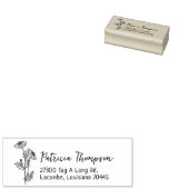 Daisy Return-adres, eenvoudig botanisch Rubberstempel (Gestempeld)