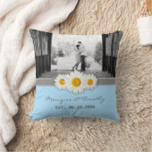 Daisy Ribbon Blue Wedding Jubileum Sierkussen (Deken)