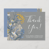 Daisy Rowan Navy & Yellow Botanical Bedankt Briefkaart (Voorkant / Achterkant)