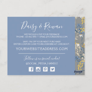 Daisy Rowan Navy & Yellow Botanical Bedankt Briefkaart