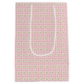 Daisy Rows on Pink Gingham Medium Cadeauzakje (Achterkant)