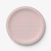 Daisy Rows on Pink Gingham Papieren Bordje (Voorkant)