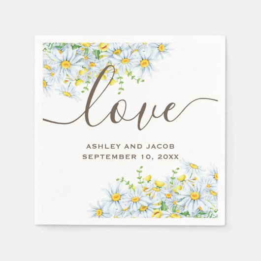 Daisy. Rustige bloemen. Landbloemige bruiloft Servet (Voorkant)