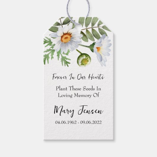 Daisy Seed Packet Memorial Begrafenisgeschenk Labe Cadeaulabel (Voorkant)