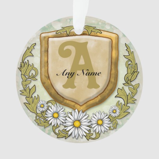 Daisy Shield Monogram Ornament (voorkant)