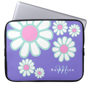 Daisy Simple Monogram Paarse Laptop Sleeve