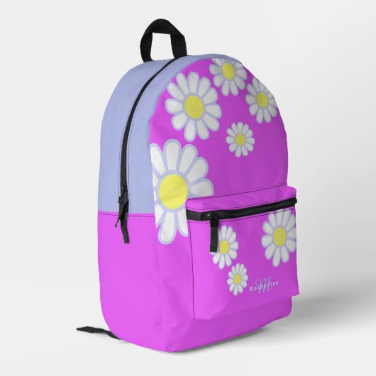Daisy Simple Monogram Violet Bedrukte Rugzak (Achterkant Hoek Links)