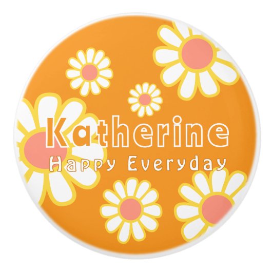 Daisy Simple Sinaasappel Keramische Knop (Voorkant)