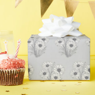 Daisy Sketch op grijs Cadeaupapier