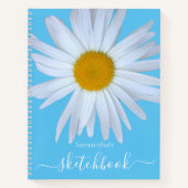 Daisy Sketchbook Blauw Wit Script Notitieboek (Voorkant)