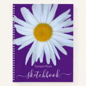 Daisy Sketchbook Purple White Script Carnet (Devant)