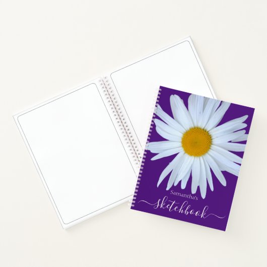 Daisy Sketchbook Purple White Script Carnet (Intérieur)