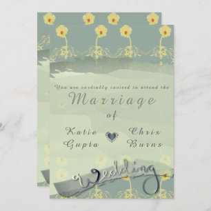 Daisy Slate Wedding Invitation Kaart