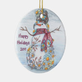 Daisy Snowman Keramisch Ornament (Rechts)