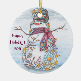 Daisy Snowman Keramisch Ornament