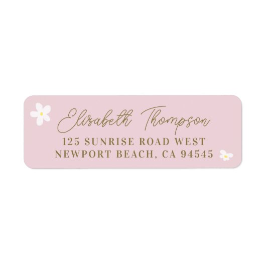 Daisy Spring Pink Boho Retouradreslabel Etiket (Voorkant)