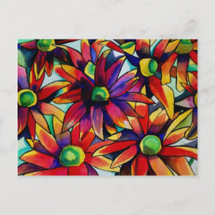 Daisy Straw multicolored wilde bloemen Briefkaart