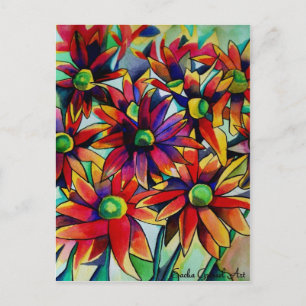 Daisy Straw multicolored wilde bloemen Briefkaart