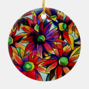 Daisy Straw multicolored wilde bloemen Keramisch Ornament