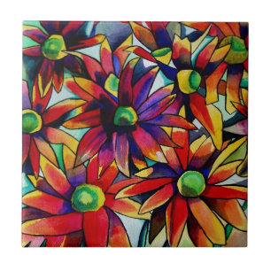 Daisy Straw multicolored wilde bloemen Tegeltje