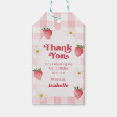 Daisy Strawberry Berry eerste verjaardag Cadeaulabel (Voorkant)