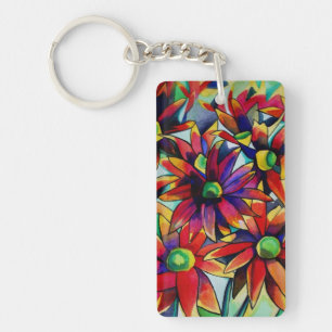 Daisy stro-meerkleurige wilde bloem sleutelhanger