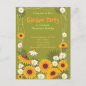 Daisy & Sunflower Garden Verjaardagsfeestje Uitnod Uitnodiging Briefkaart (Voorkant)