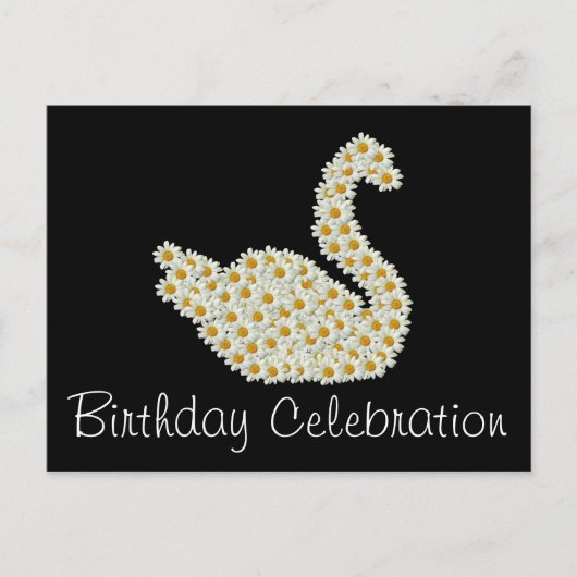 Daisy Swan Birthday Celebration Invitation Uitnodiging Briefkaart (Voorkant)