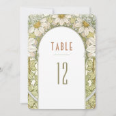Daisy Table Numbers Art Nouveau Wedding Kaart (Voorkant)