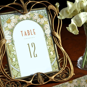 Daisy Table Numbers  Art Nouveau Wedding Kaart